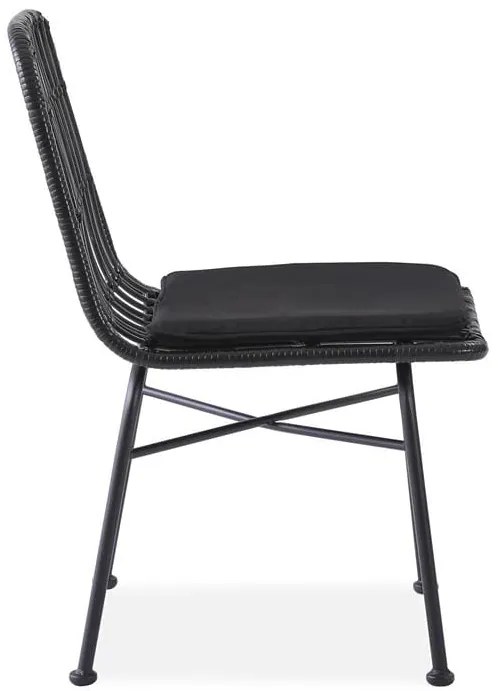 K401 krzesło czarny, popielaty, rattan syntetyczny, boho, skandynawski