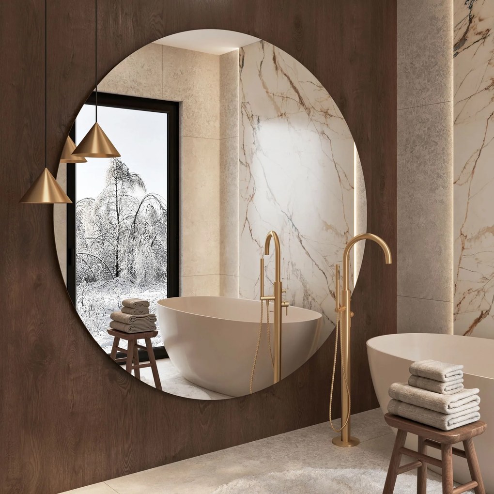 Lustro okrągłe wiszące bezramowe oszlifowane bez oświetlenia MOON XXL | Różne rozmiary | Różne kolory szkła : Kolor tafli szkła - Srebrny, Średnica - 180 cm