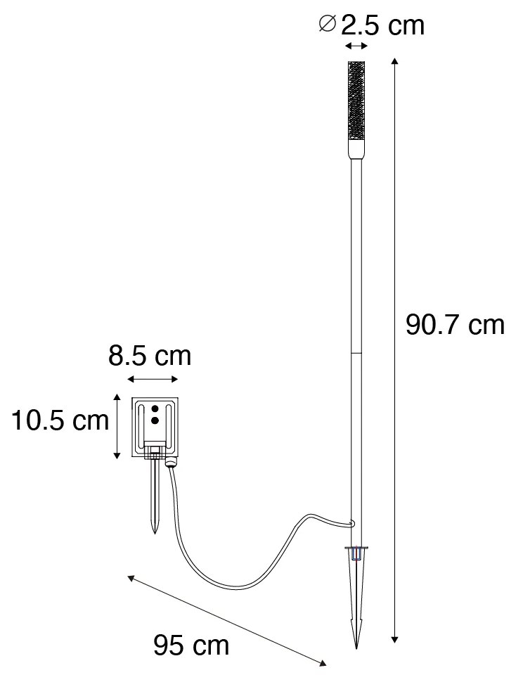 Zewnetrzna Lampa podłogowa zewnętrzna czarna z wbudowanym akumulatorem LED i panelem słonecznym - BarryDesignerski Oswietlenie zewnetrzne