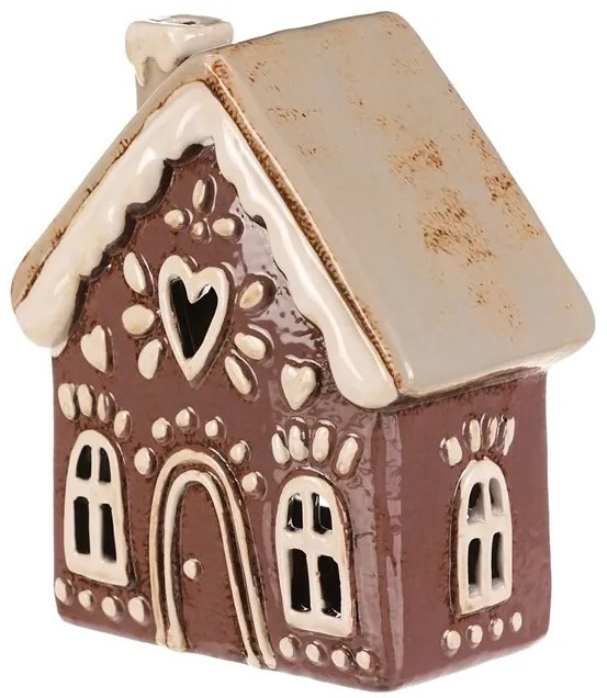 Świąteczna dekoracja piernikowy domek Serce naświeczkę do herbaty, ceramika, fioletowy