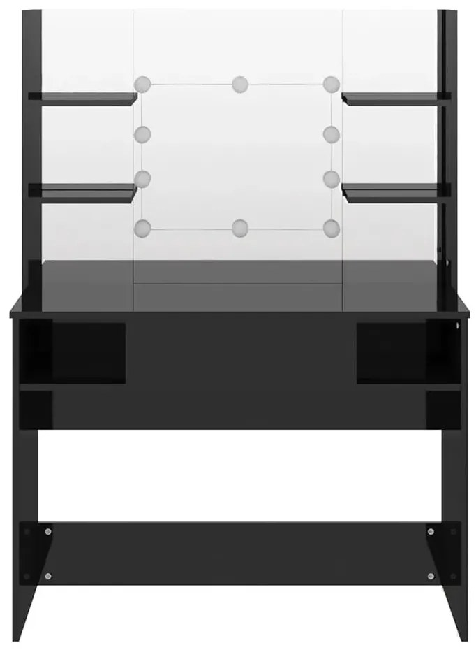 Czarna toaletka z lustrem z żarówkami led - Zowros 4X