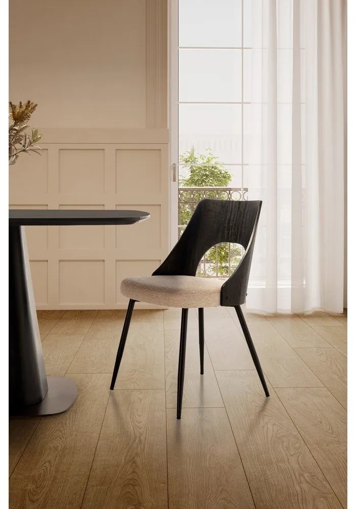 Czarne/kremowe tapicerowane krzesła zestaw 2 szt. Gilda – MOME