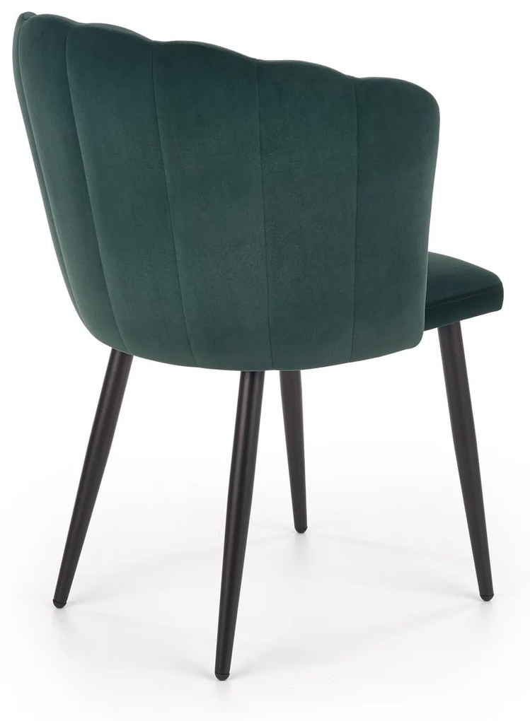 L386 krzesło ciemny zielony, muszla, tapicerowane, velvet, glamour