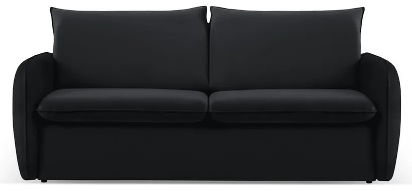 Czarna aksamitna rozkładana sofa 194 cm Vienna – Cosmopolitan Design