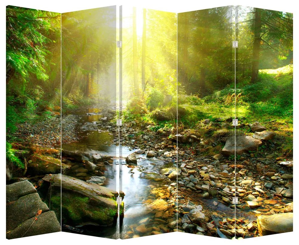 Parawan - Rzeka w zielonym lesie (210x170 cm)