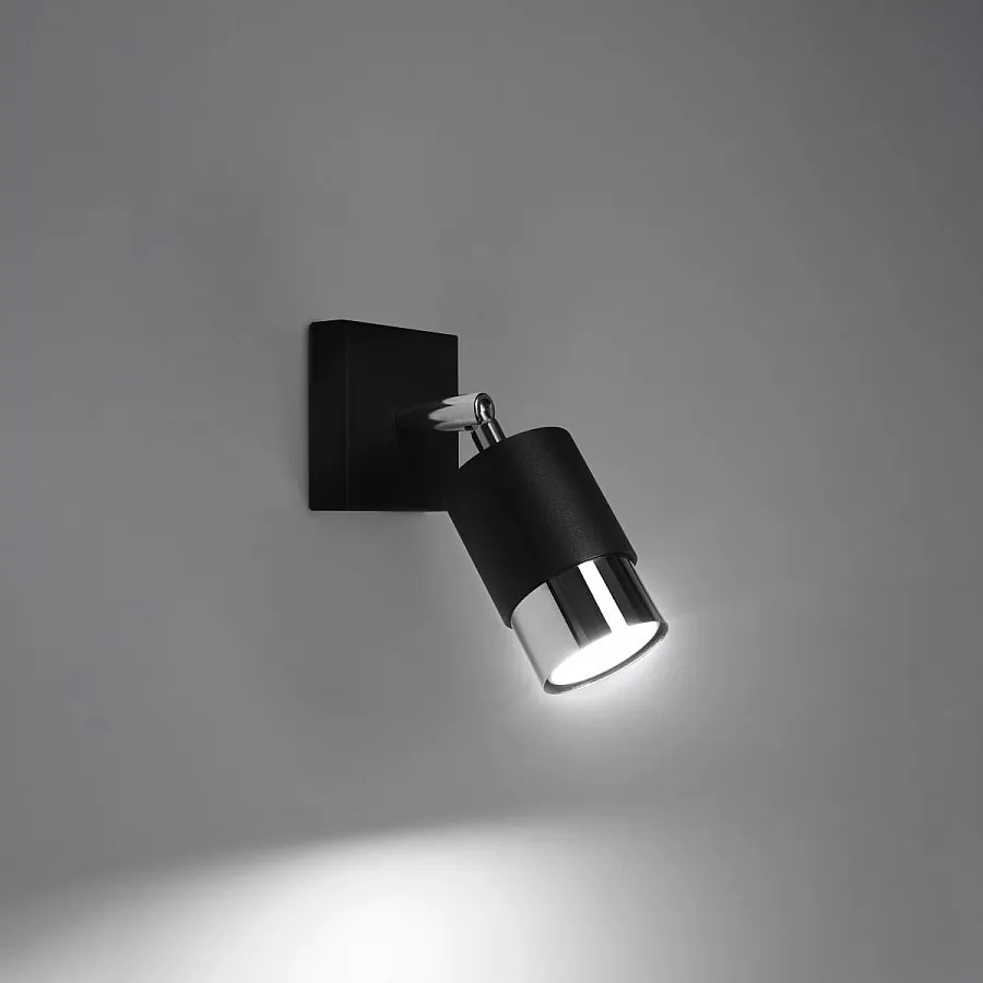 Kinkiety nowoczesny Alvor, stal - 1 źródło światła 3000K - L.8 x H.16 cm - czarny/chrom