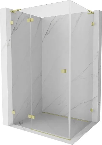 Mexen Lunar L kabina prysznicowa uchylna lewa 85 x 90 cm, transparent, złota szczotkowana - 834L-085-090-55-00-L