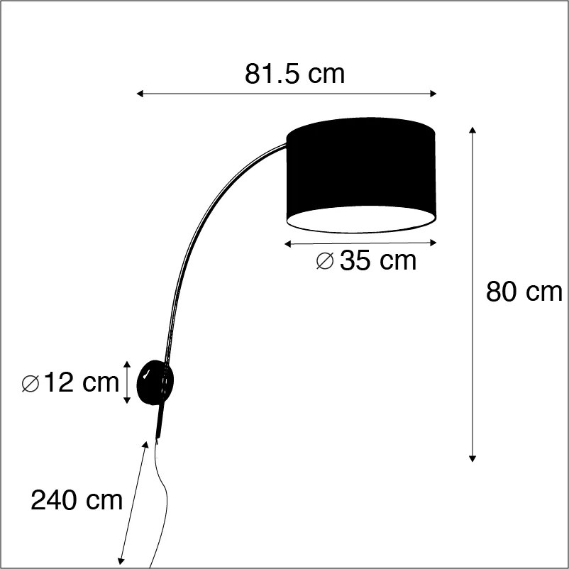 Lampa ścienna łukowa stalowa z żółtym kloszem 35/35/20 regulowana Nowoczesny Oswietlenie wewnetrzne