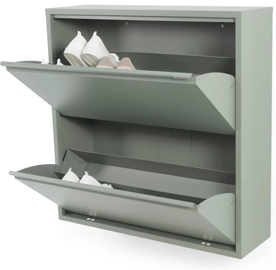 Szarozielona metalowa uchylna szafka na buty 75x77,5x22,5 cm Billy – Spinder Design