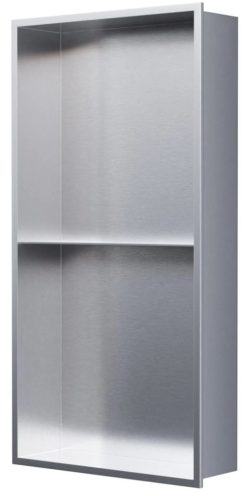 Półka wnękowa ścienna ze stali nierdzewnej NT306010XZe schowkiem - 30 x 60 x 10 cm