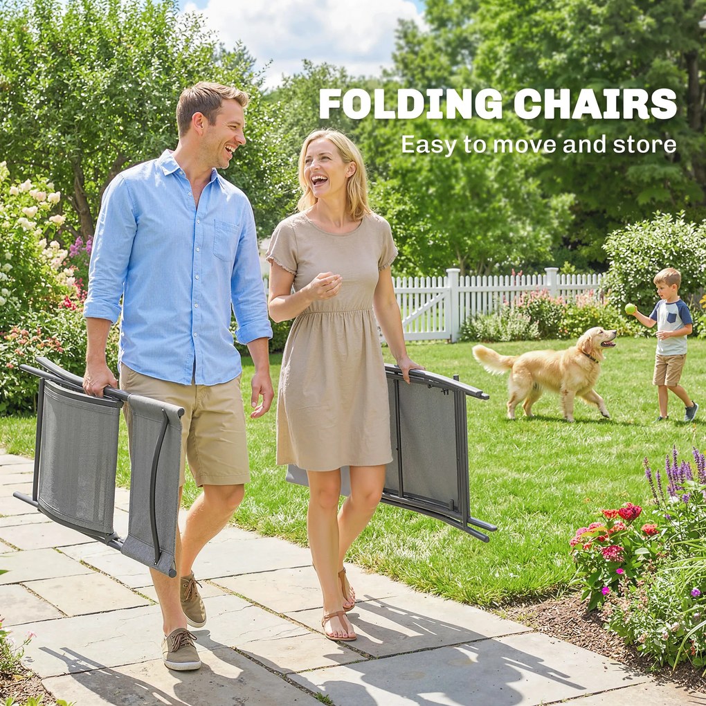 Outsunny Zestaw Mebli Ogrodowych Składany 5-częściowy Stół z 4 Oddychającymi Krzesłami w Stylu Drewna, Kompaktowy | Aosom PL