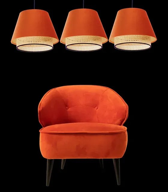 Czerwona stożkowa lampa wisząca boho - A343 F2-G81