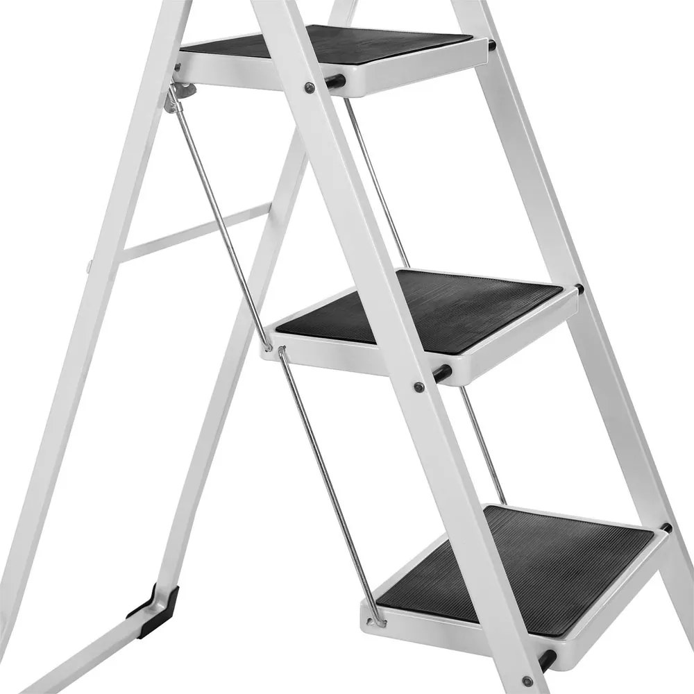 Składana drabinka STEP, 3 stopnie, max. 150 kg, biały/czarny SongmicsHome