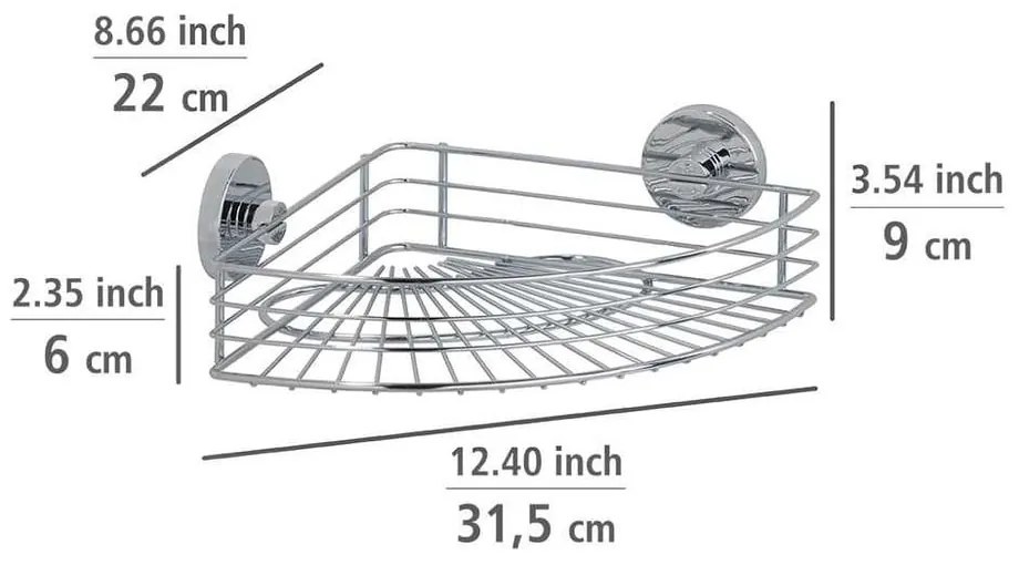 Narożna półka z przyssawką Wenko Vacuum-Loc, do 33 kg