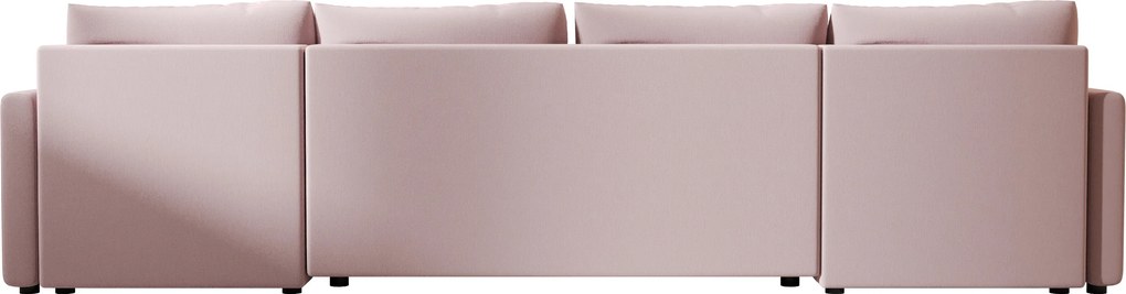 Rozkładana sofa w kształcie U VENORIA 285x146 cm, pudrowy róż + 2 poduszki GRATIS
