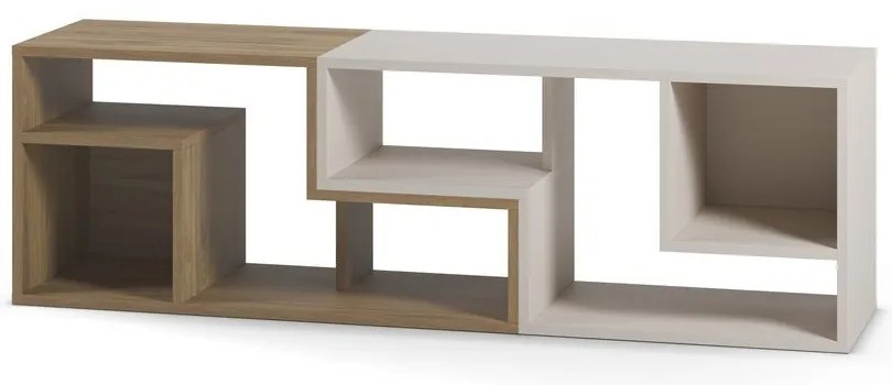 Biała/w naturalnym kolorze narożna szafka pod TV w dekorze dębu 145x45x35 cm Glina – Marckeric