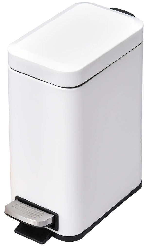 HOMCOM Kosz na śmieci 5L z pedałem i pokrywą do salonu Biały elegancki design łatwe czyszczenie | Aosom PL