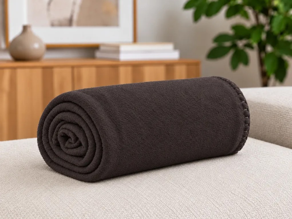 Koc fleece FLEORA, czekoladowy Rozmiar: 180 x 200 cm