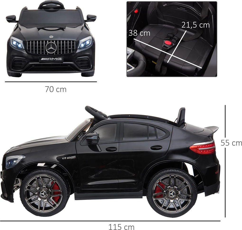 Mercedes-Benz Elektryczny Samochód Dla Dzieci Z Pilotem MP3 Bezpieczny Dla 3-8 Lat Dostępny w Czarnym i Białym | Aosom PL