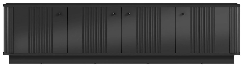 Szafka RTV Vesper 4D 187 cm na cokole - czarny / czarne uchwyty