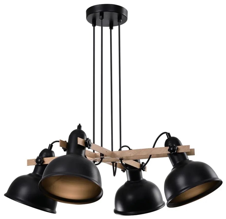 Lampa wisząca RENO 4xE27/40W/230V czarno-brązowa na linkach