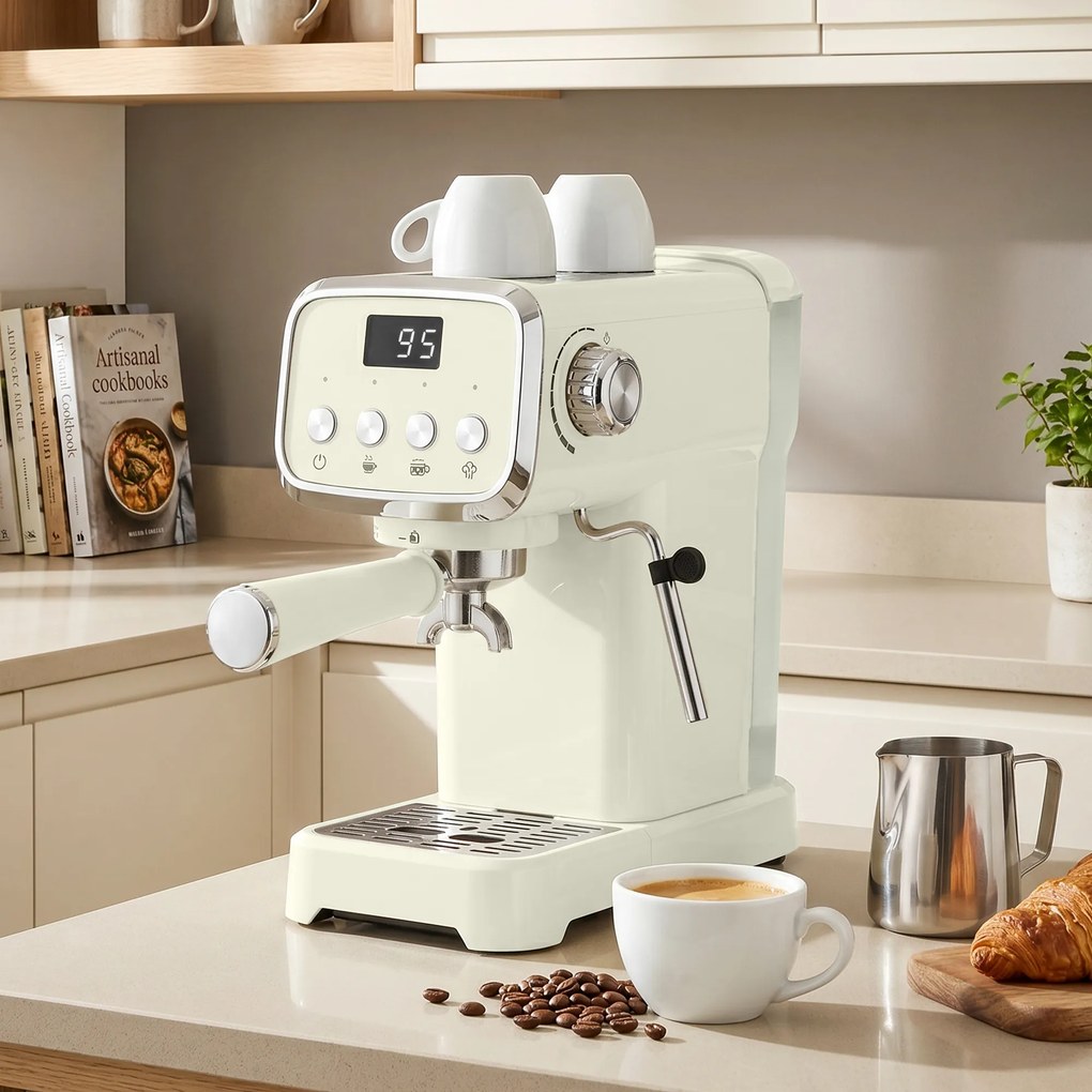HOMCOM Ekspres kolbowy 20 bar z spieniaczem do mleka i wyjmowanym zbiornikiem 1,2 L do Espresso | Aosom PL