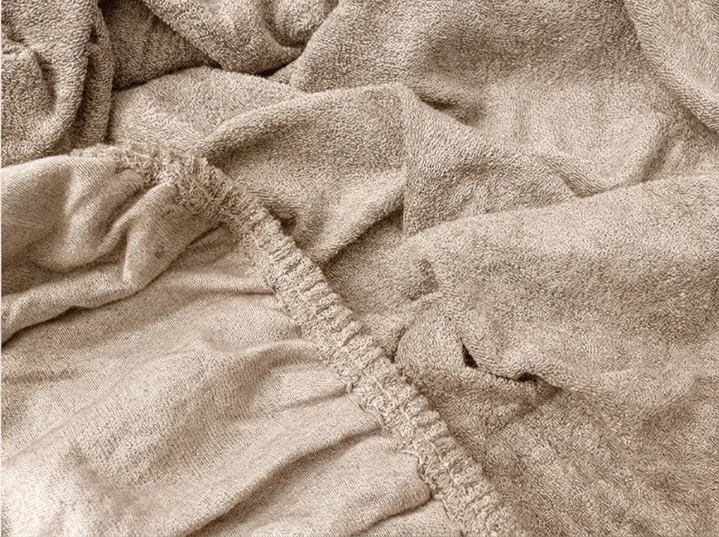 PrzytulneMieszkanie.pl Frotte prześcieradło EXCLUSIVE beżowe 90 x 200 cm