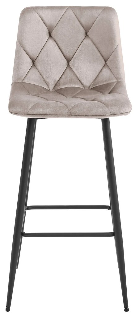 Ciemnobeżowe krzesło barowe NADO VELVET z czarnymi nogami