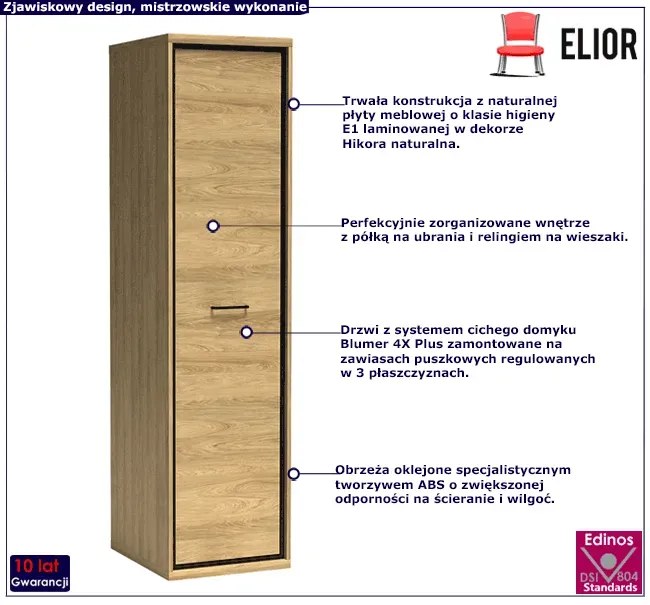 Szafa jednodrzwiowa hikora naturalna Z9-B88