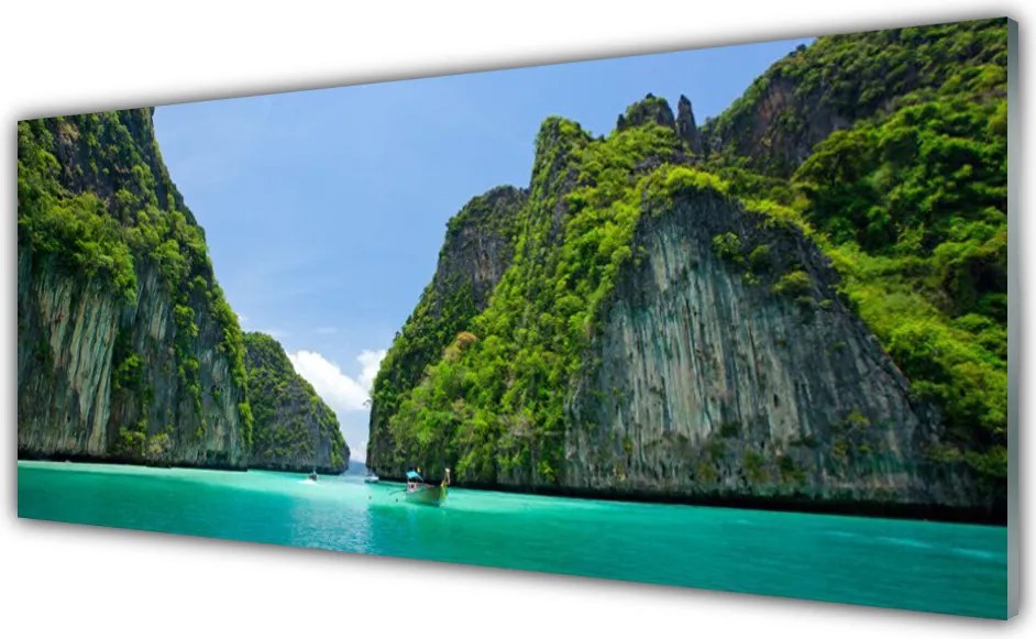 Dekor Szklany do Kuchni Błękitna Zatoka wśród Szczytów