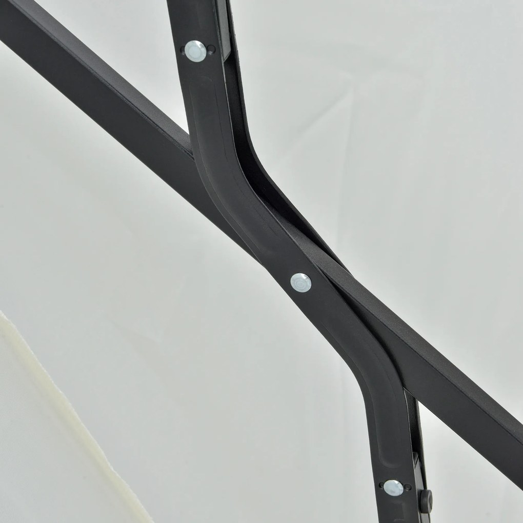 Outsunny Półokrągły Parasol 1,9 x 2 m Podwójny Parasol z Ręczną Korbą, Kremowy | Aosom PL