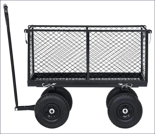 Czarny wózek ogrodowy na pneumatycznych kołach B1-D31