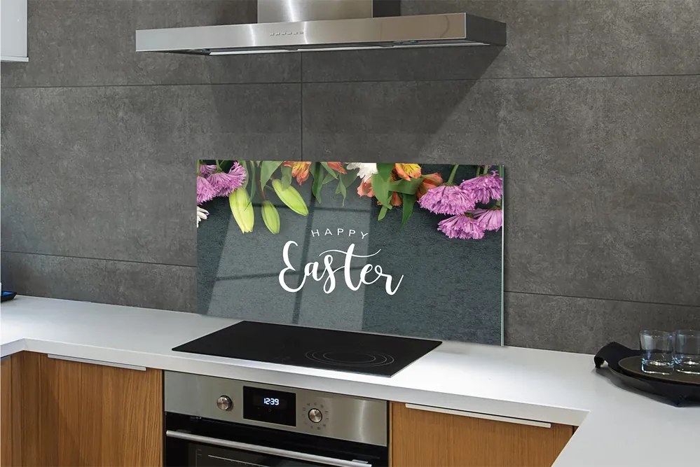 Szkło do Kuchni na Ścianę Wielkanocna Kompozycja Kwiatowa