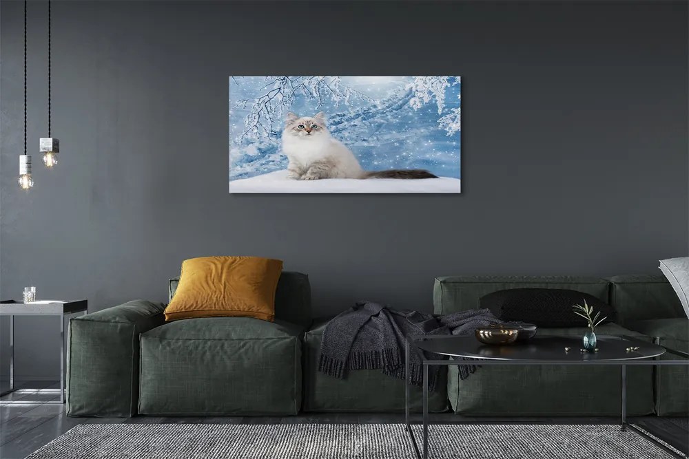 Obraz na płótnie Kot w Zimowej Scenerii
