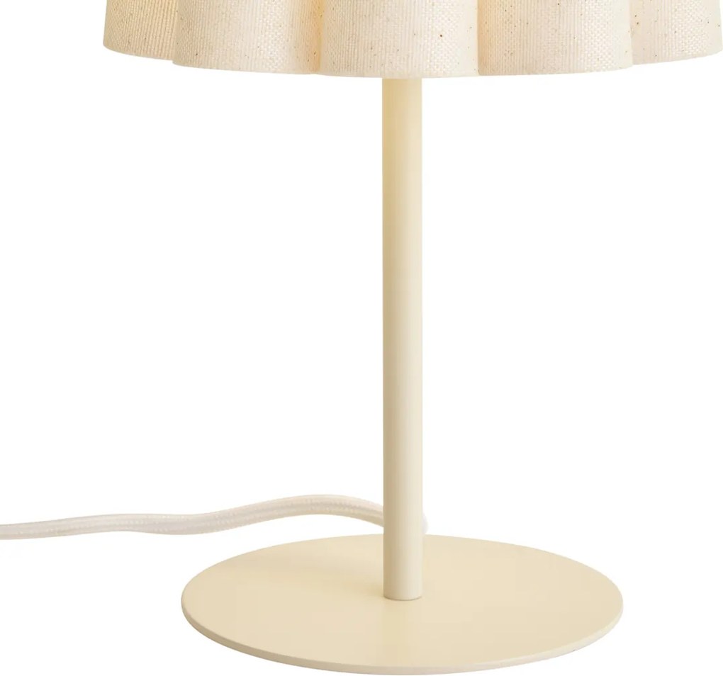 Lampa stołowa Japandi beżowa z abażurem z tkaniny 35 cm - Jenni