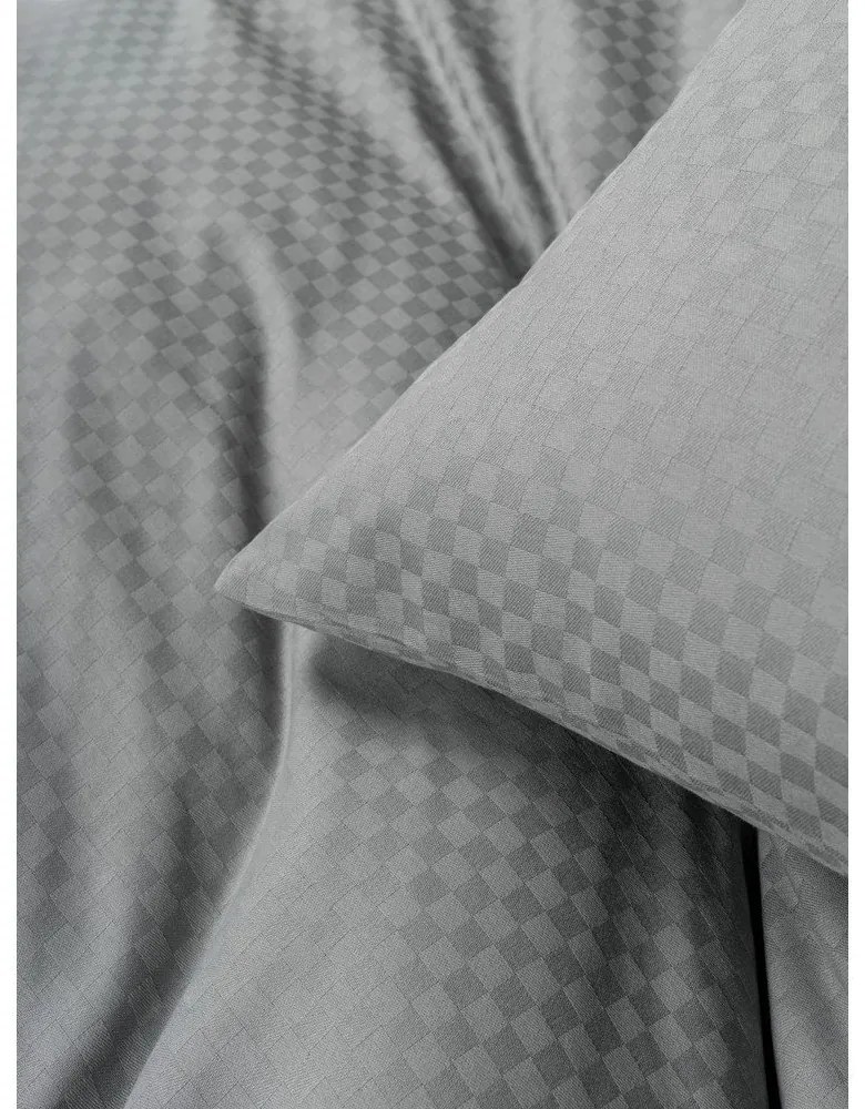 Szara pościel jednoosobowa z bawełny renforcé 140x200 cm Checkered – Mila Home Luxury