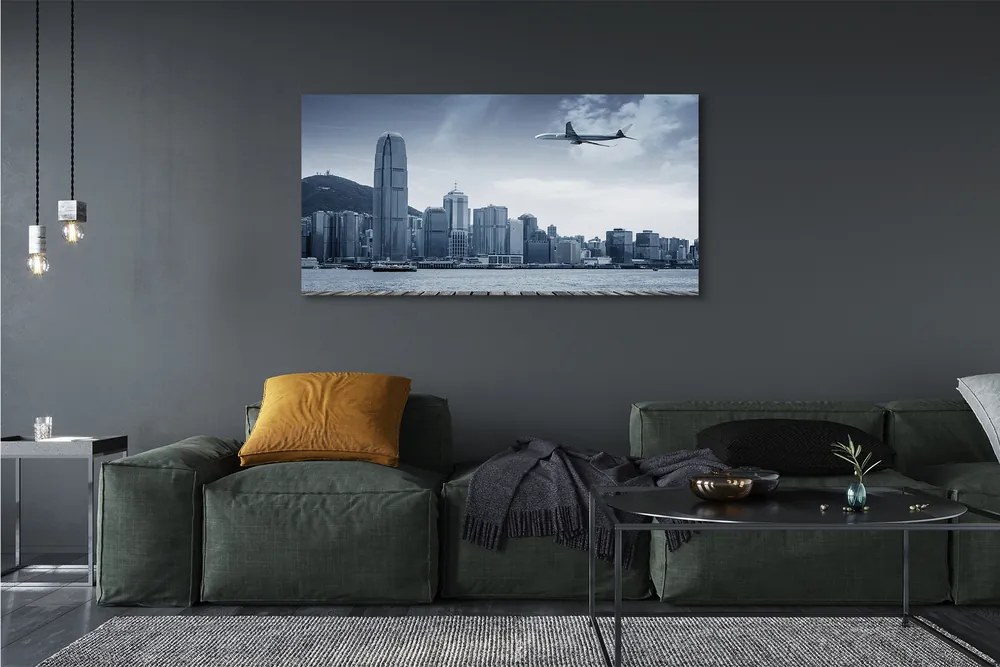 Obraz na płótnie Lot nad Chmurami i Miastem