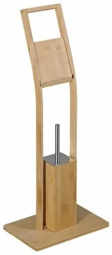 AQUALINE BI026 Bambusowy stojak z uchwytem napapier toaletowy i szczotkę do WC, kwadratowy