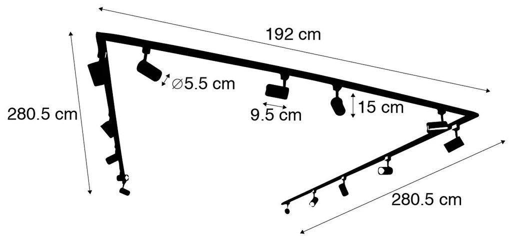 Inteligentny 1-fazowy system oświetlenia szynowego z 14 żarówkami Wifi GU10 czarny - Iconic Jeana