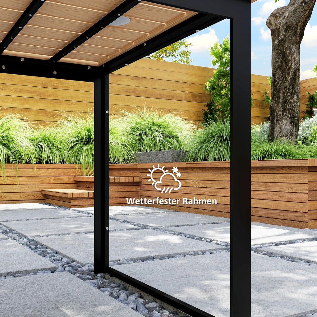 Outsunny Stół Ogrodowy dla 6 Osób 160 x 80 cm, Odporny na Warunki Atmosferyczne, z Blatem z Lamelami, Stół zewnętrzny w Odcieniu Teak