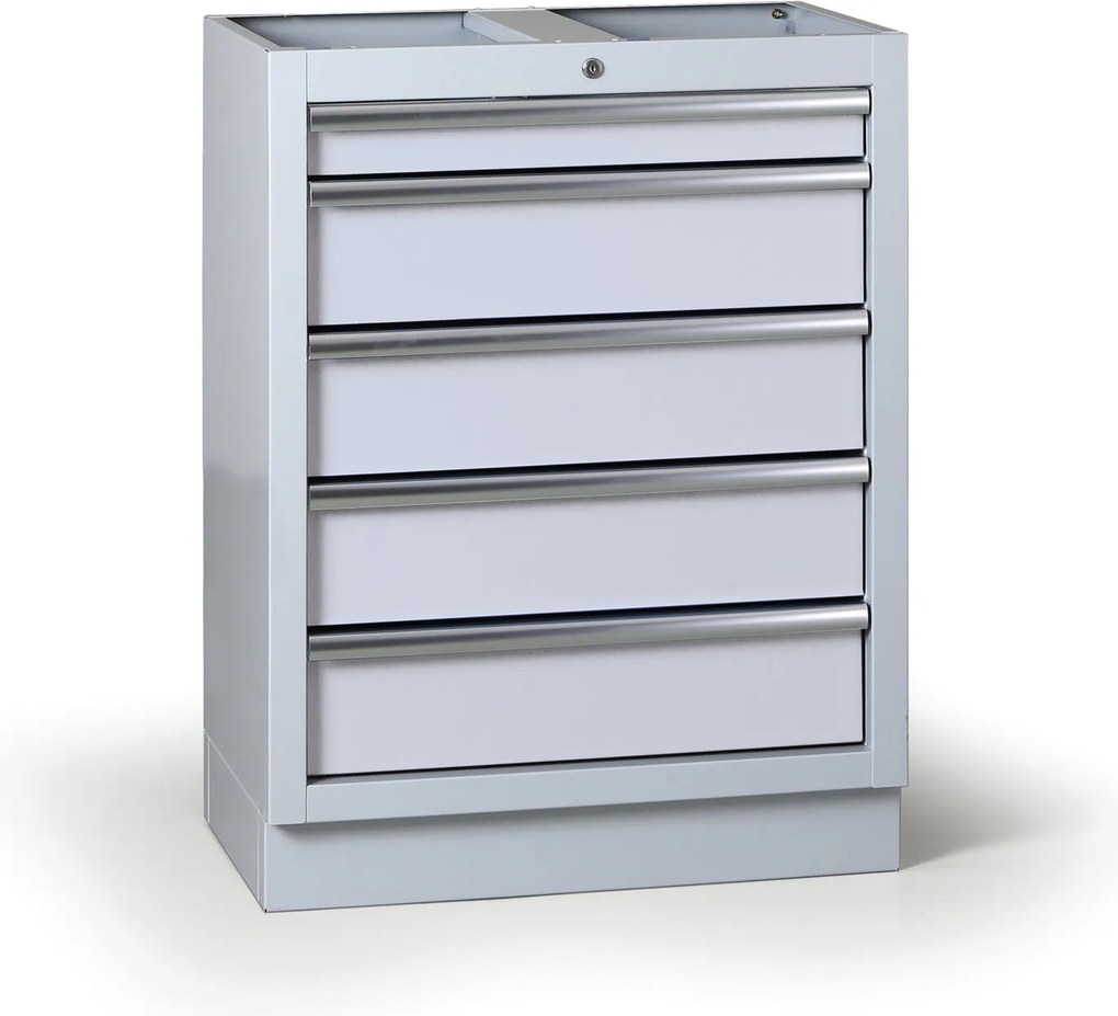 Szafka warsztatowa do blatu G2, 5 szuflad, 680 x 455 x 910 mm, szary