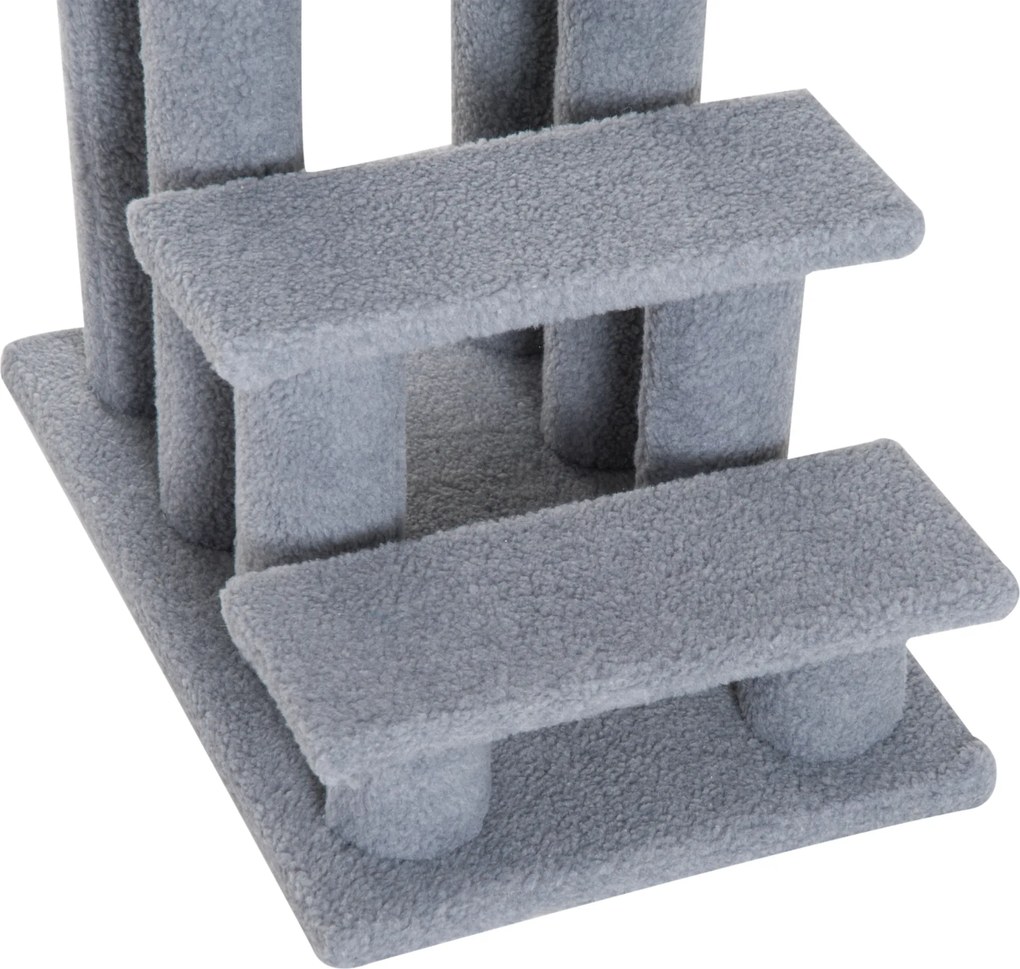 PawHut schody dla zwierząt kota i psa 4 stopnie wygodne wejście szare 635x43x60cm | Aosompl