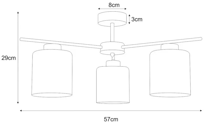 Lampa sufitowa z trzema kloszami grafitowa B7-P83