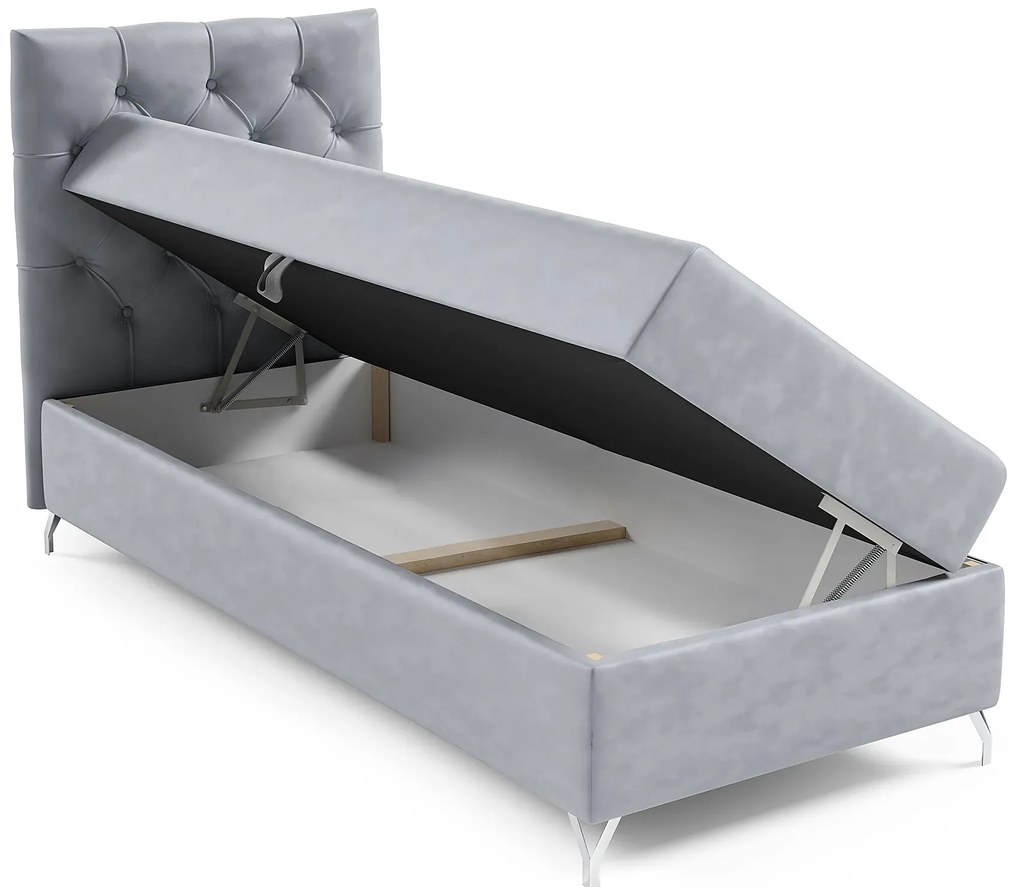 Jasnoszare łóżko z pikowanym zagłówkiem 3 rozmiary Z8-D01