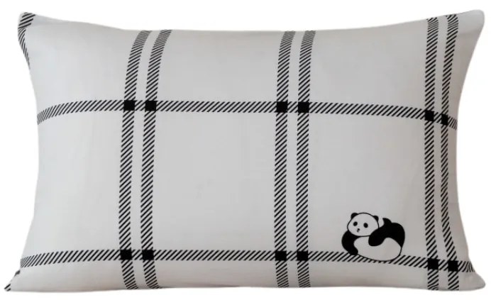 Flanelowa poszewka na poduszkę CUTE PANDA 50x70 cm, biała