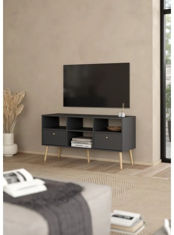 Antracytowa szafka pod TV 117x61 cm Bodo – Tvilum