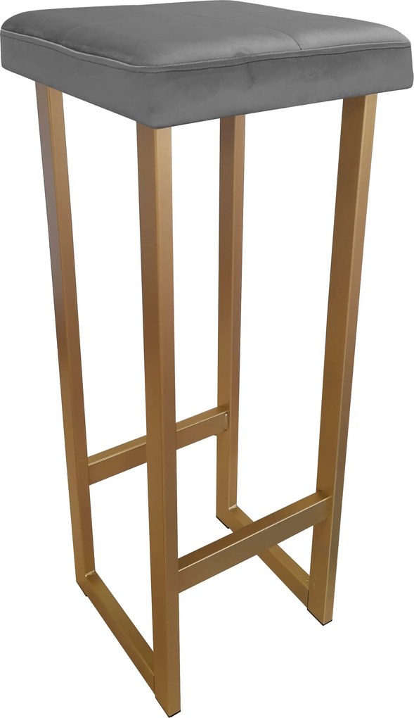 Hoker ALEX krzesło barowe tkanina Welur podstawa metalowa : Kolor Stelaża - Złoty, Kolor tkaniny - VELVET - BL14, Wysokość - 90 cm