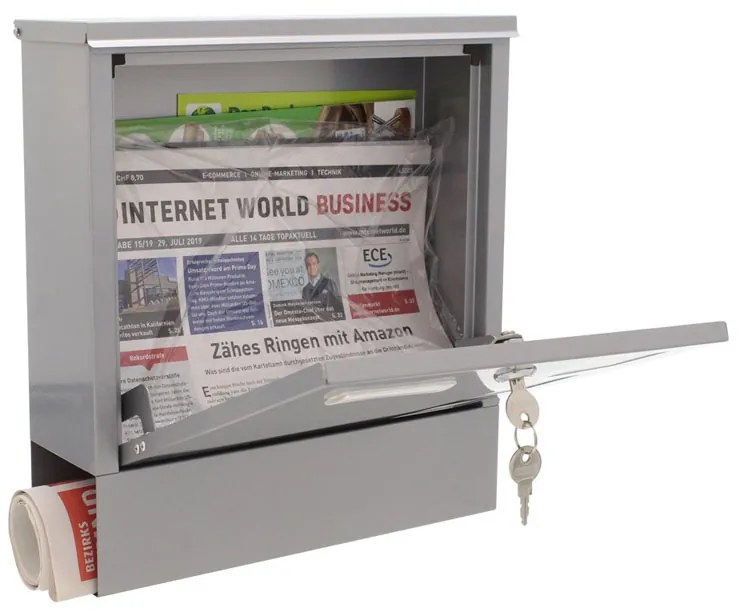 Skrzynka pocztowa LAGO, 330 x 305 x 97 mm, srebrna