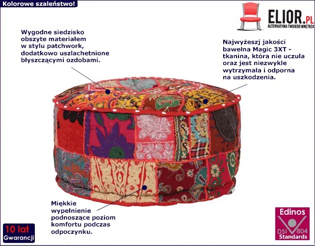 Okrągła pikowana pufa do salonu - Reo 3X