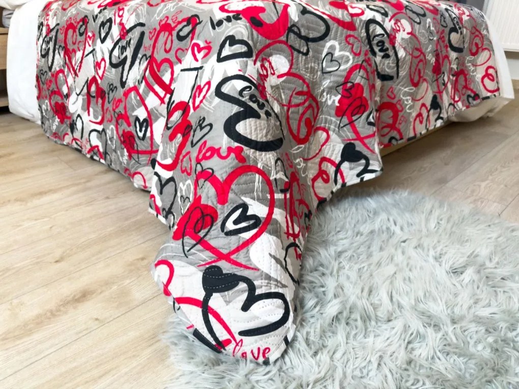 Narzuta na łóżko STREET LOVE, szary Rozmiar: 170 x 210 cm